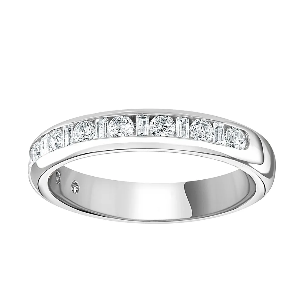 18ct White Gold 0.50cttw Channel Set Dot Dash Diamond Half Eternity Ring