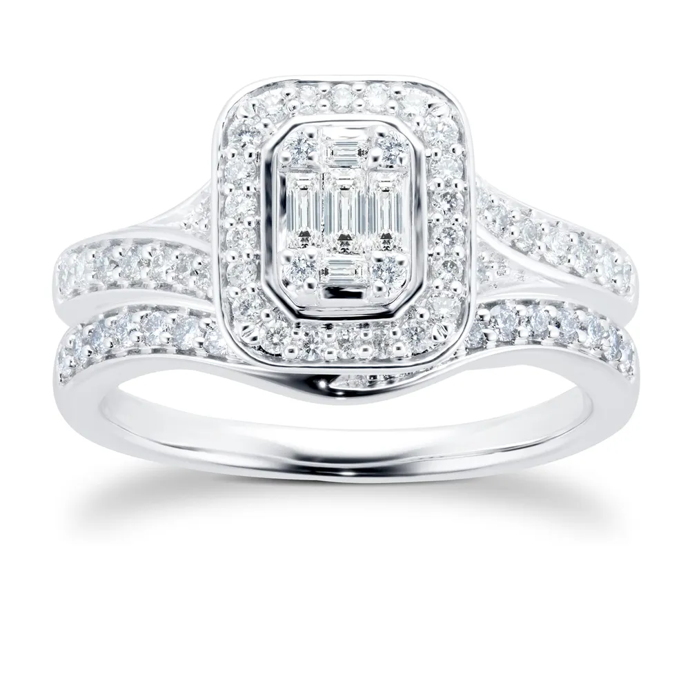 18ct White Gold 0.50cttw Diamond Mixed Cut Bridal Set