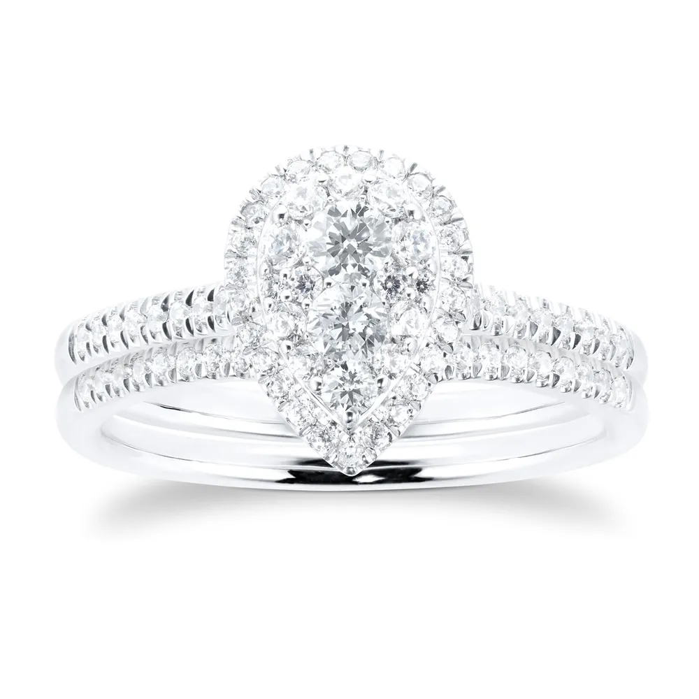 18ct White Gold 0.60ct Diamond Pear Bridal Set