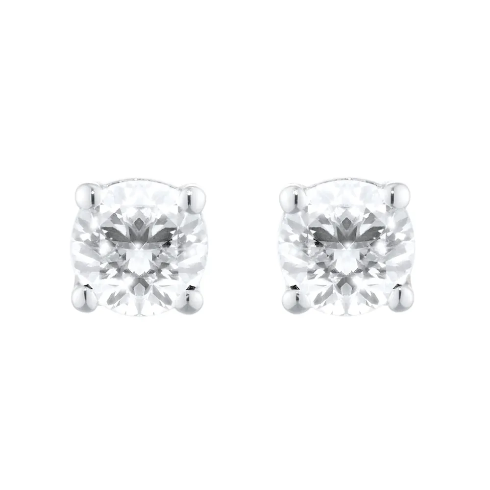18ct White Gold 0.60cttw Brilliant Cut Diamond Solitaire Stud Earrings