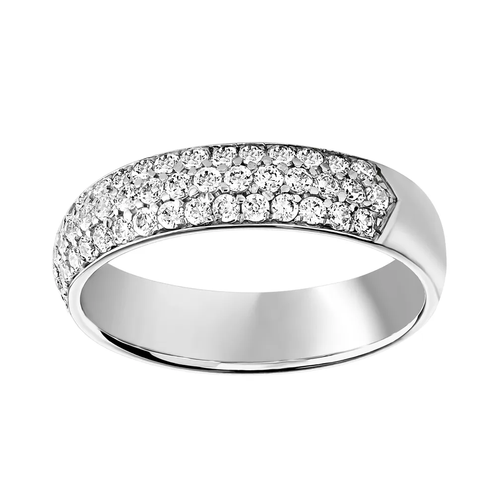 18ct White Gold 0.60cttw Triple Row Pave Set Diamond Half Eternity Ring