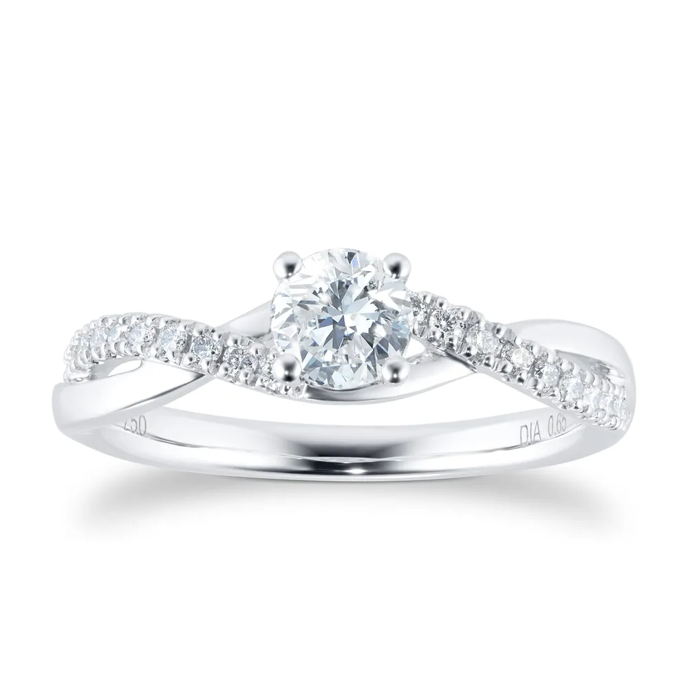18ct White Gold 0.65cttw Diamond Twist Engagement Ring