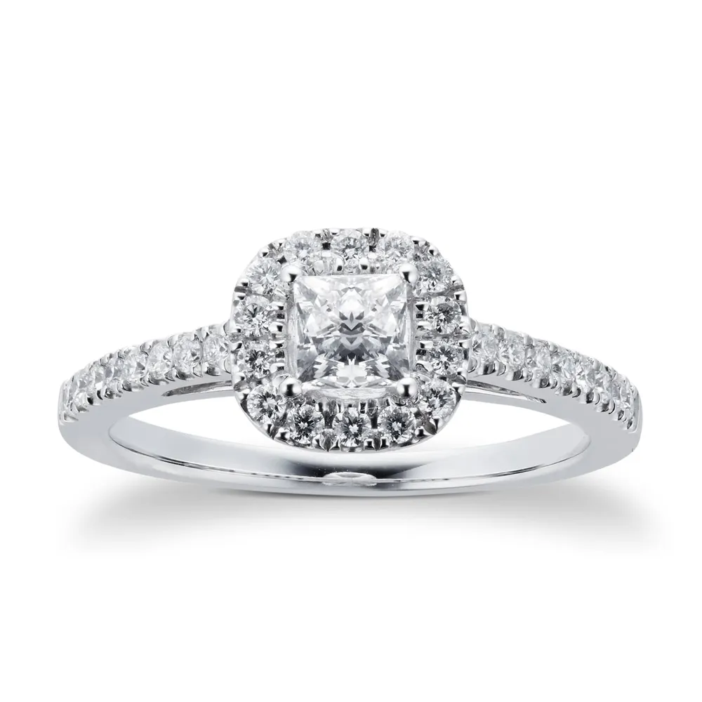 18ct White Gold 0.65cttw Princess Cut Diamond Engagement Ring