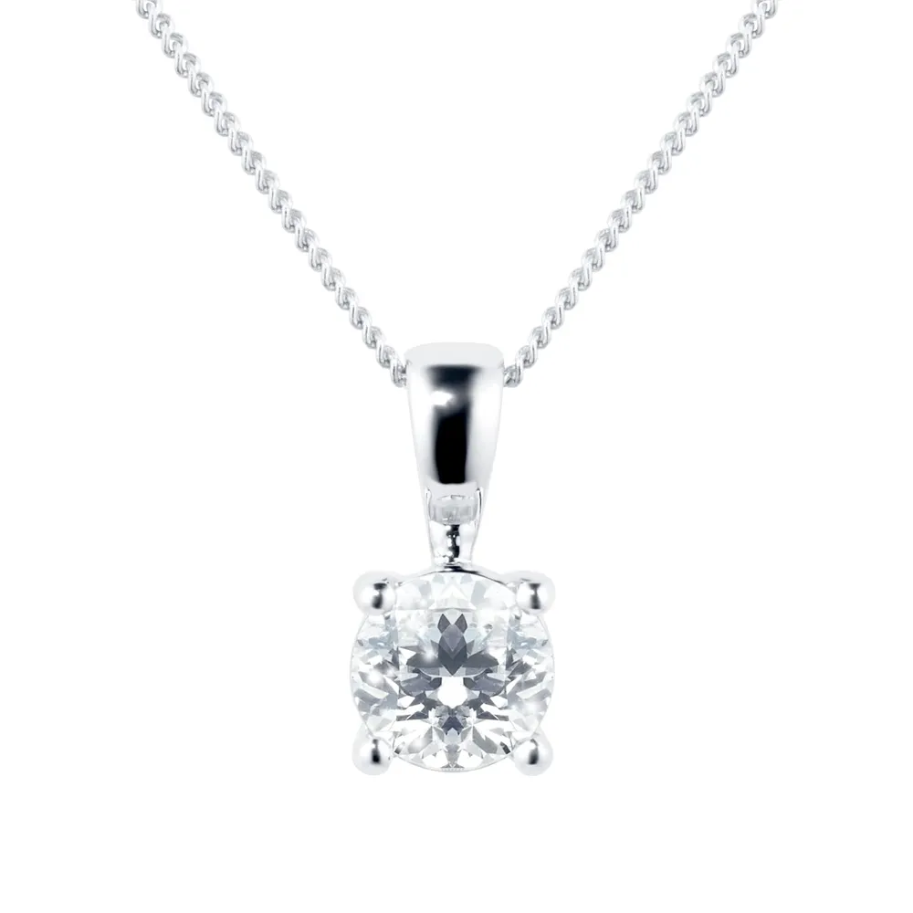 18ct White Gold 0.65cttw Solitaire Diamond Pendant