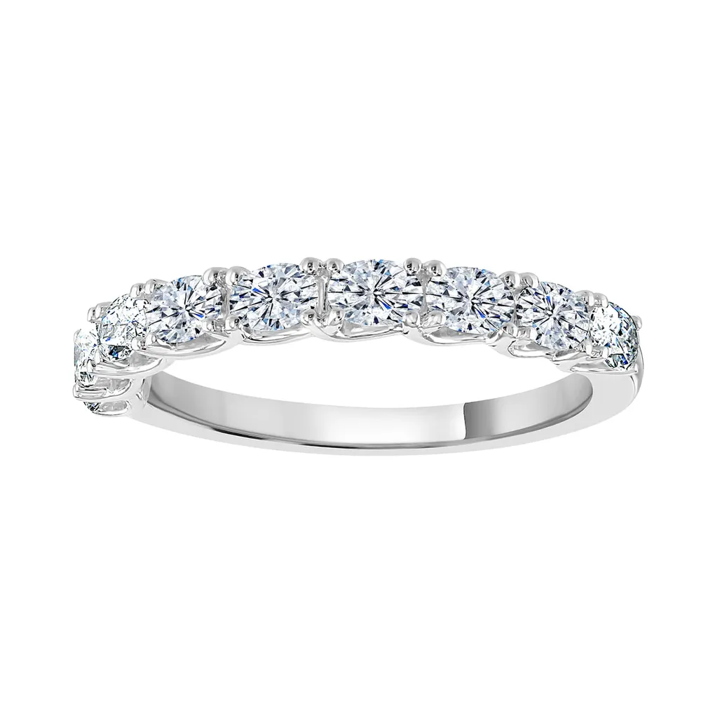 18ct White Gold 0.74 Carat Oval Cut Half Eternity Ring