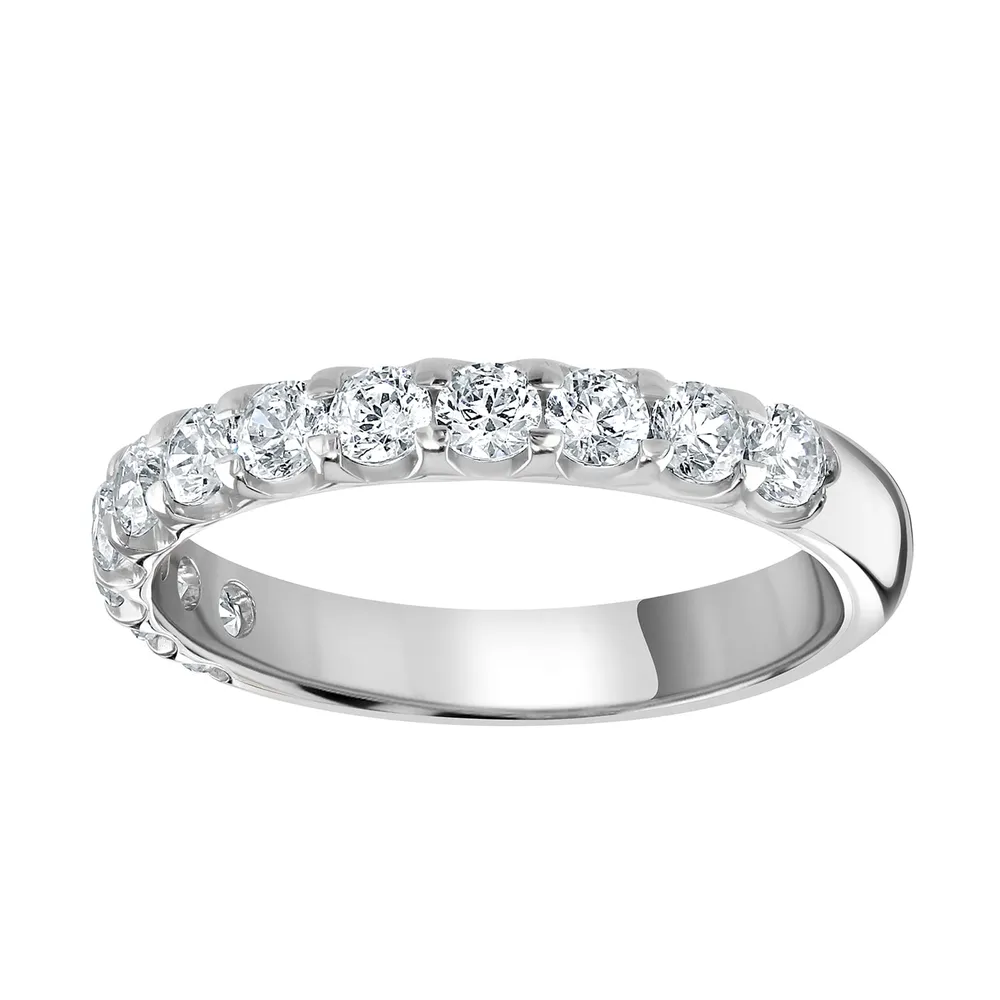 18ct White Gold 0.75 Carat Round Brilliant Cut Claw Set Half Eternity Ring