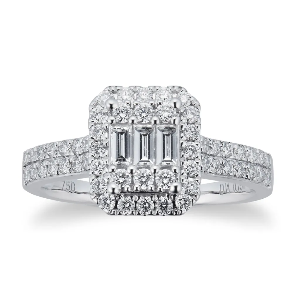 18ct White Gold 0.75cttw Diamond Mixed Cut Cluster Ring