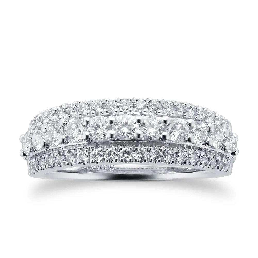 18ct White Gold 0.75cttw Diamond Multi Row Eternity Ring
