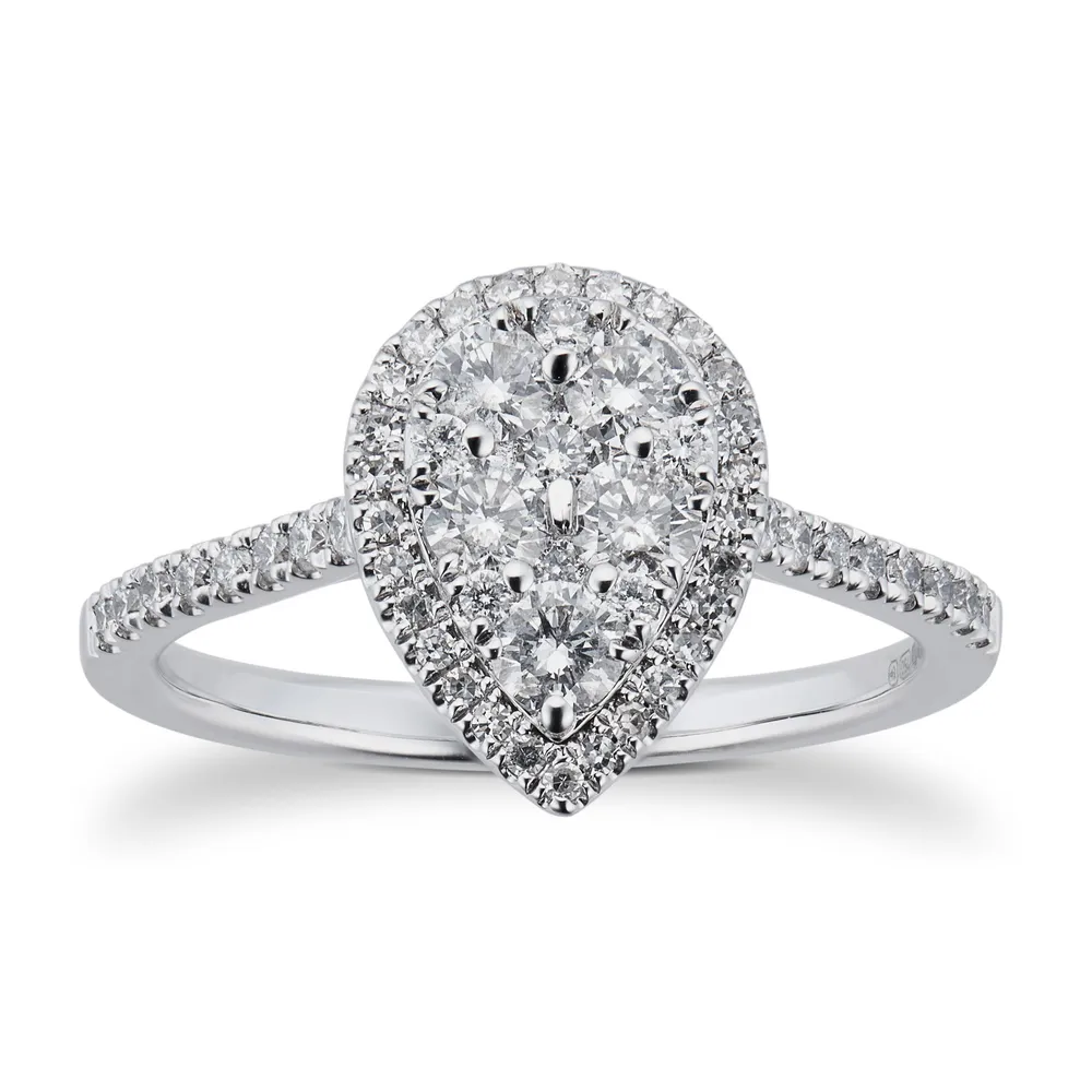 18ct White Gold 0.75cttw Pear Cluster Ring