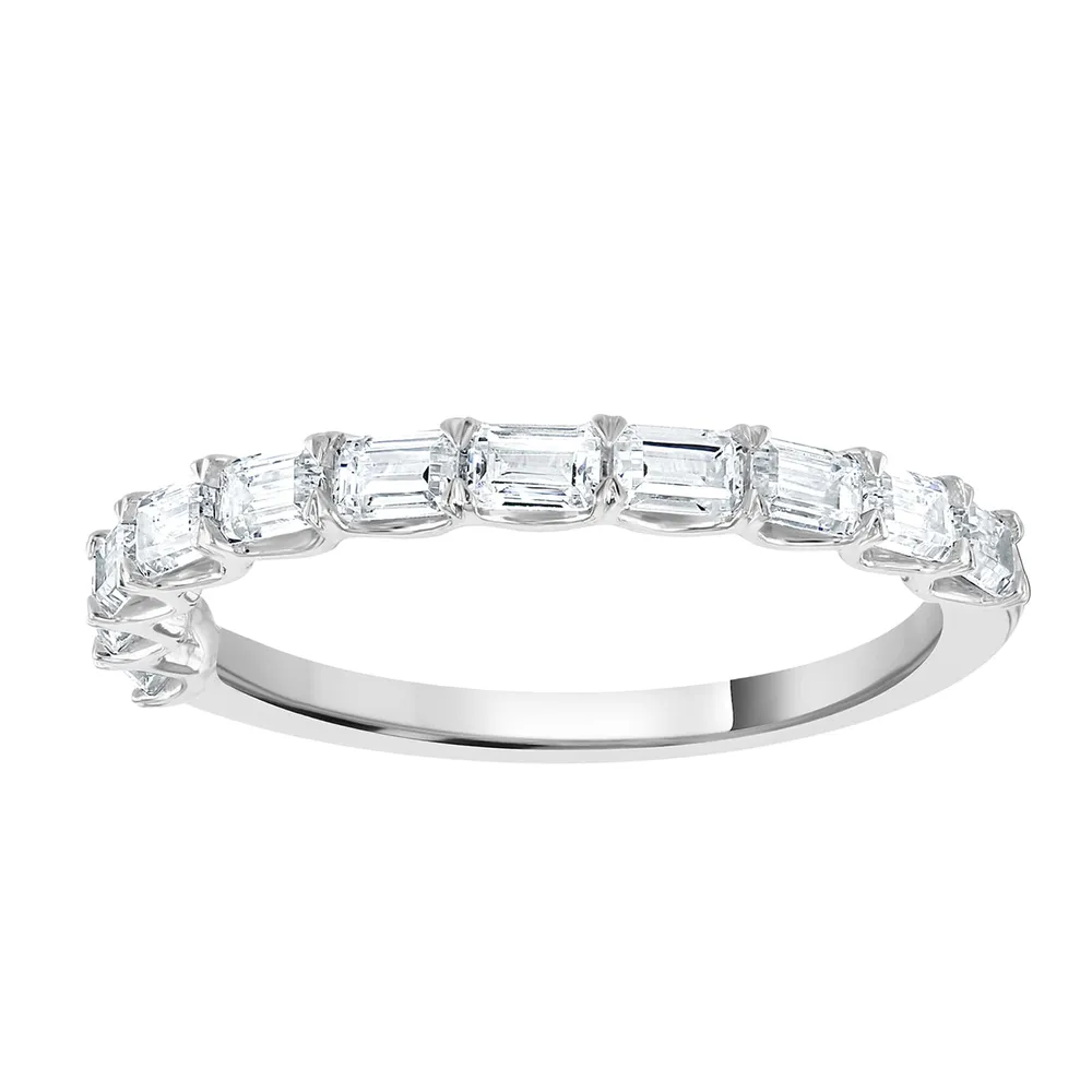 18ct White Gold 0.78 Carat Emerald Cut Half Eternity Ring