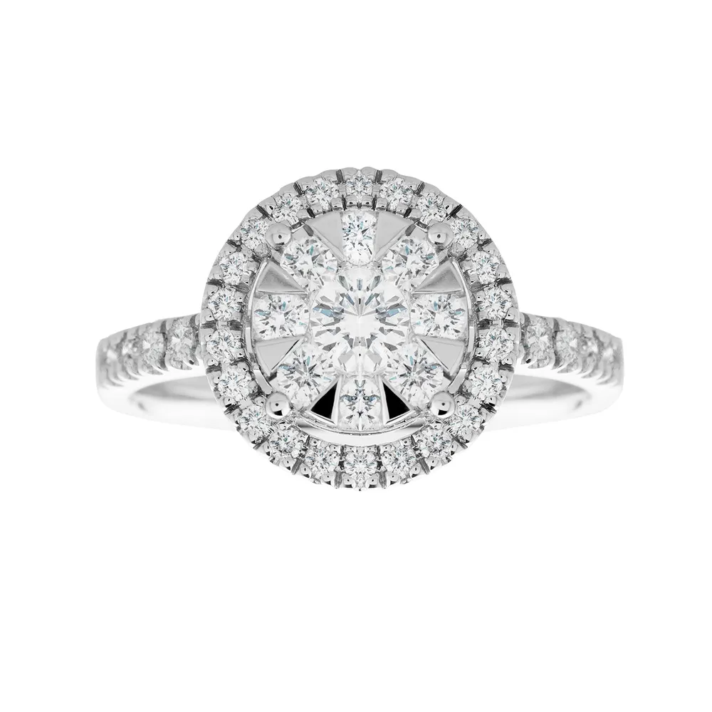 18ct White Gold 1.00ct Diamond Multi Stone Halo Ring