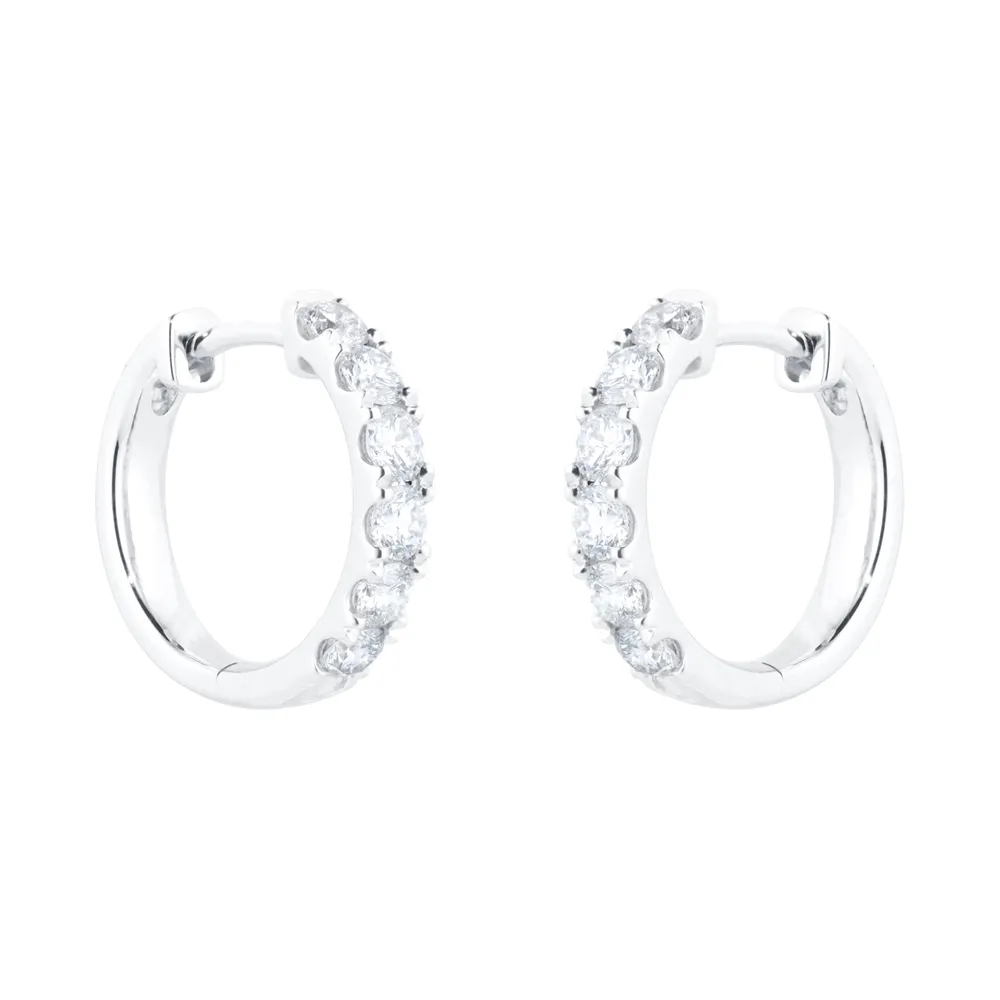 18ct White Gold 1.00ct Diamond Round Hoop Earrings