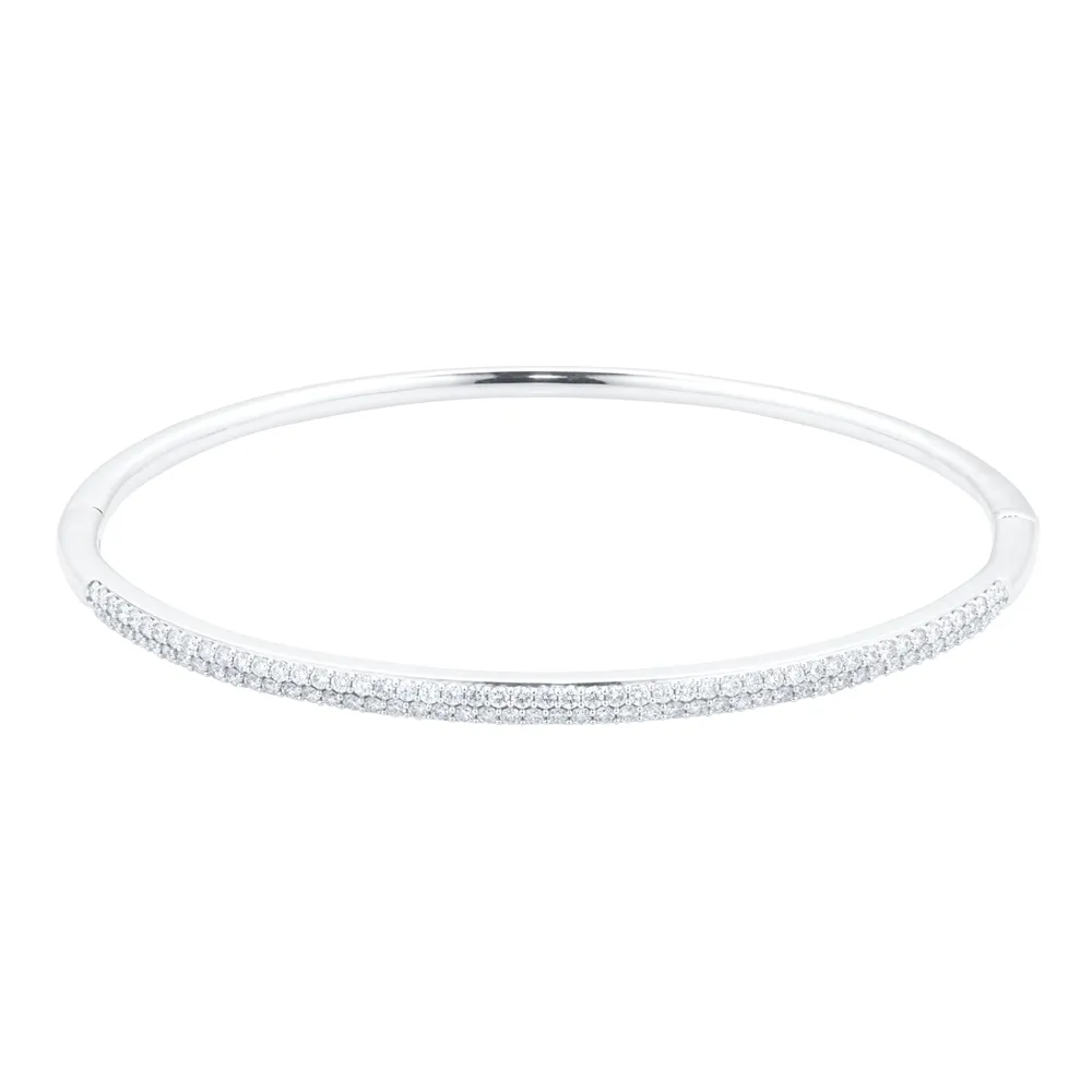 18ct White Gold 1.00cttw Diamond Double Row Bangle
