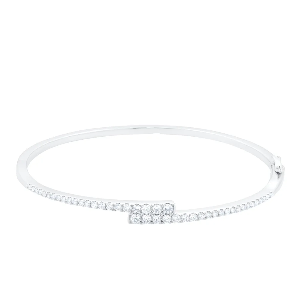 18ct White Gold 1.00cttw Diamond Split Bangle