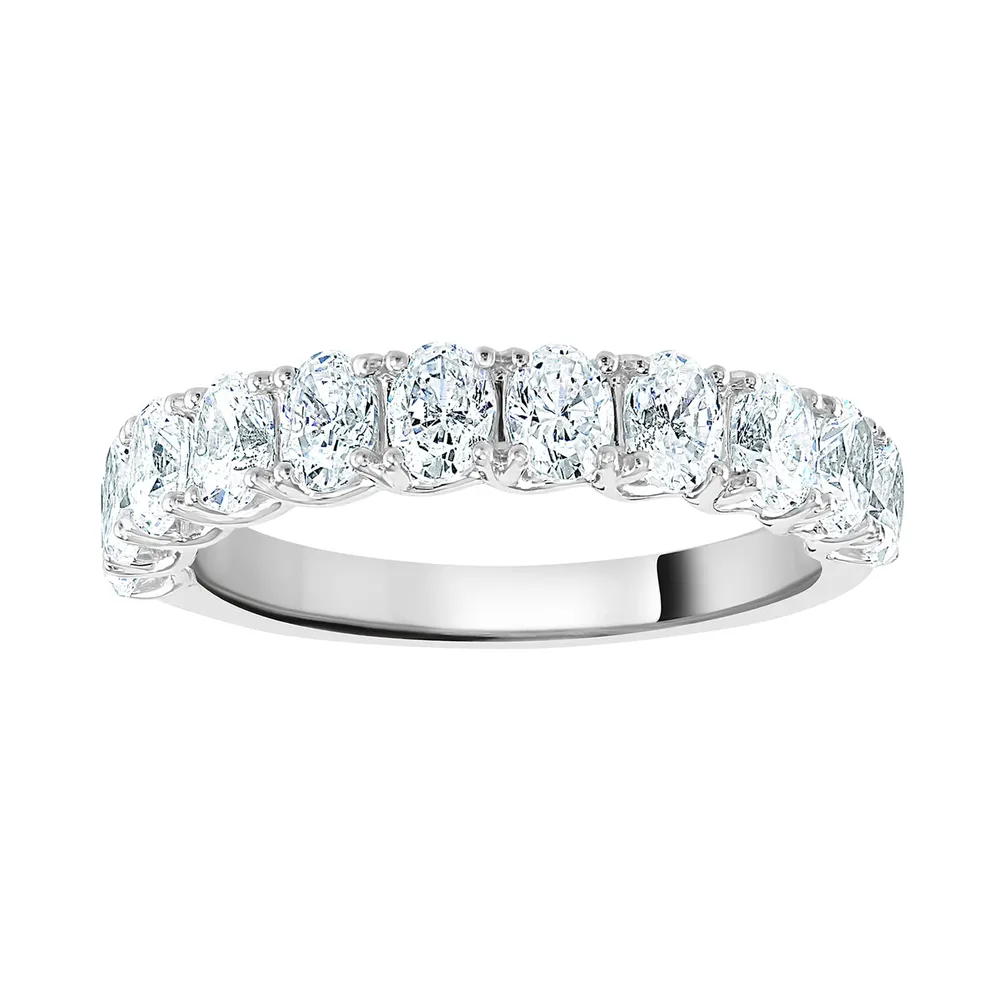 18ct White Gold 1.46cttw Oval Cut Claw Set Diamond Half Eternity Ring