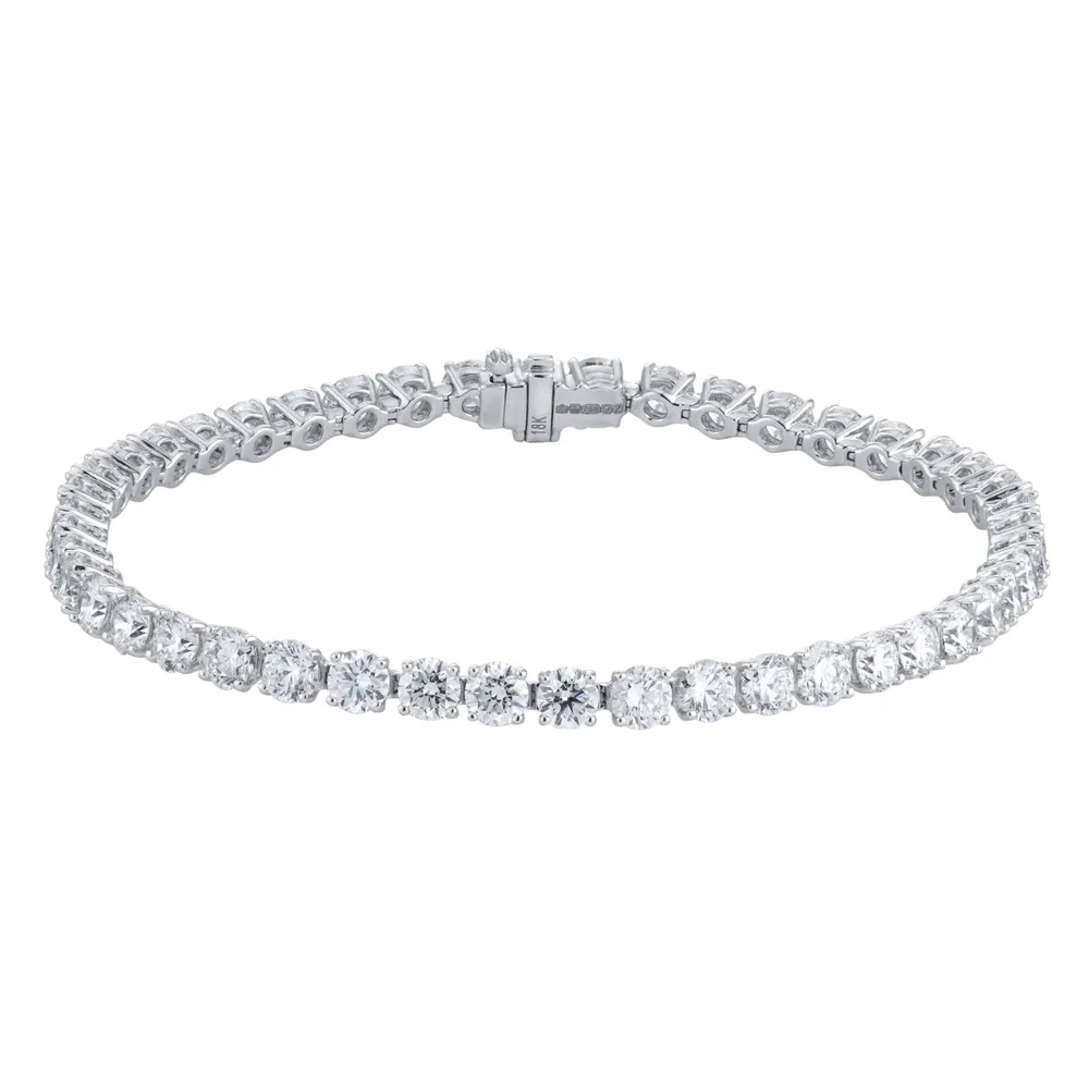 18ct White Gold 10.00cttw Brilliant Cut Diamond Line Bracelet