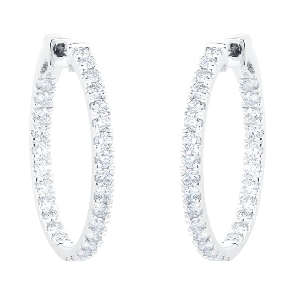 18ct White Gold 2.00cttw Diamond Hoop Earrings