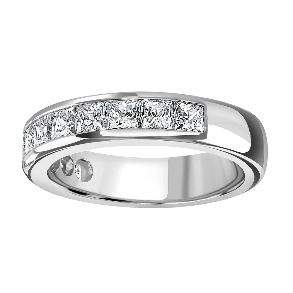 18ct White Gold 2.03cttw Princess Cut Channel Set Diamond Half Eternity Ring