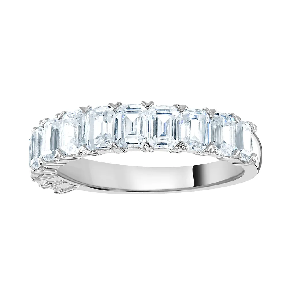 18ct White Gold 2.19 Carat Emerald Cut Half Eternity Ring