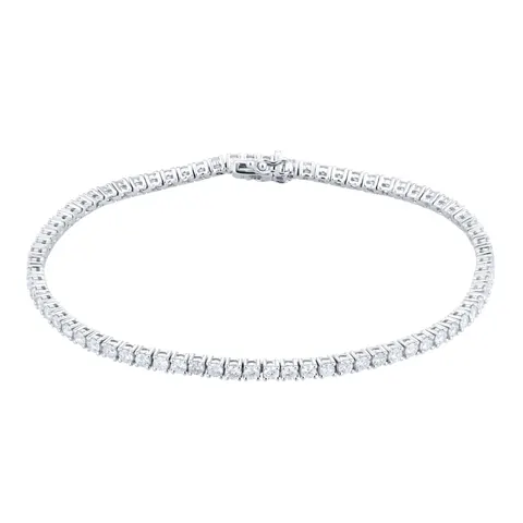 Goldsmiths 18ct White Gold 3.00cttw Diamond Line Bracelet