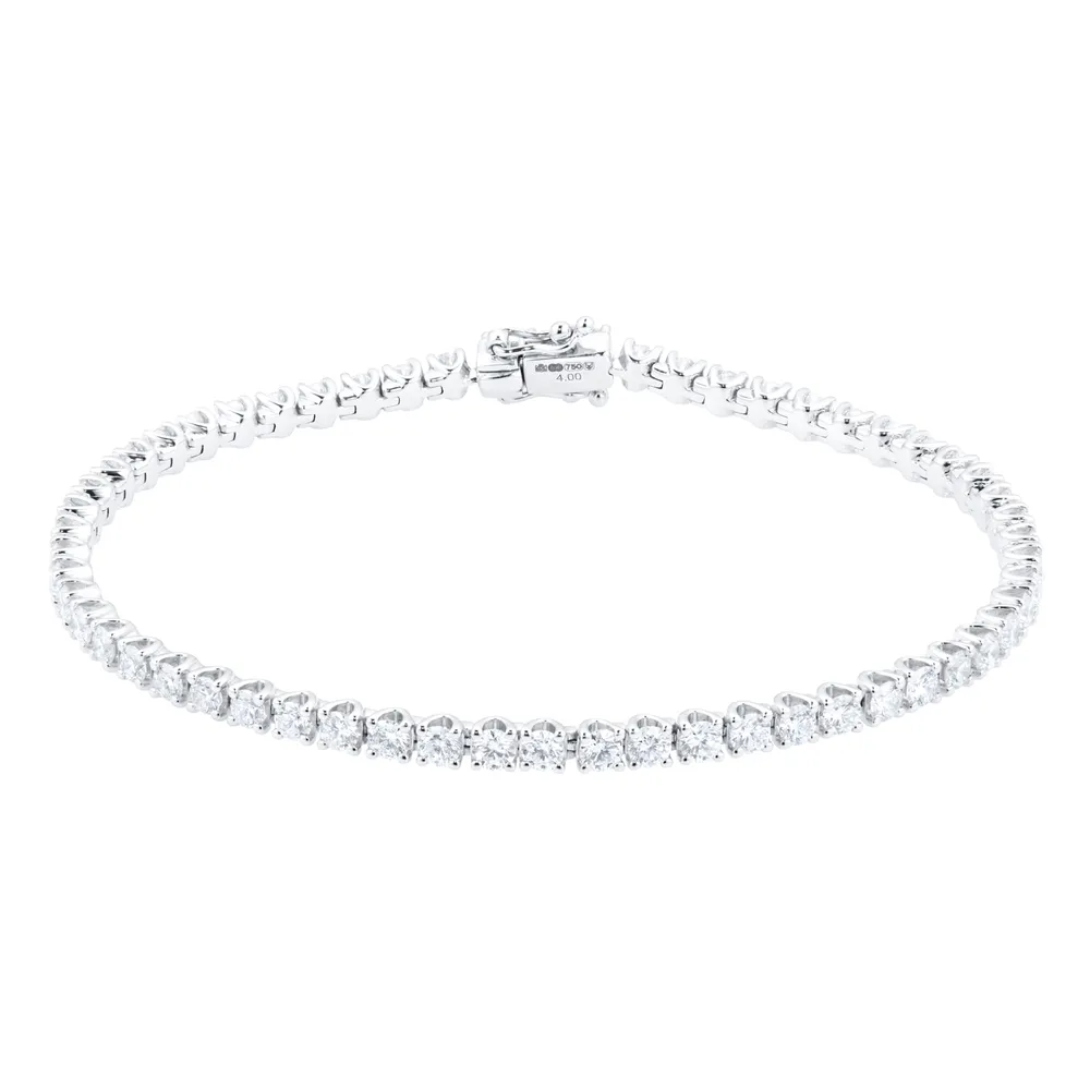 18ct White Gold 4.00ct Diamond Classic Line Bracelet