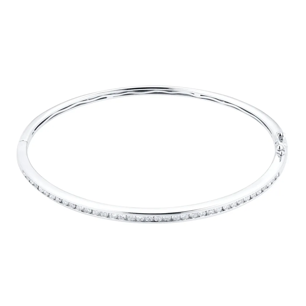 18ct White Gold Diamond Channel Set Bangle