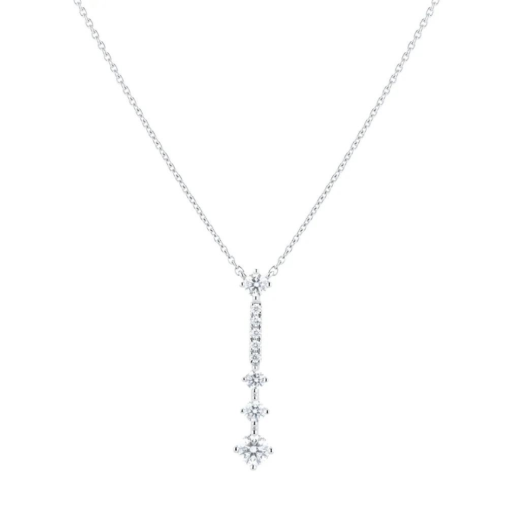 18ct White Gold Linear Drop Pendant