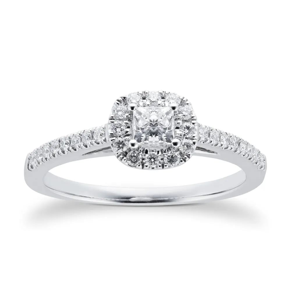 18ct White Gold Princess Cut 0.40cttw Diamond Engagement Ring