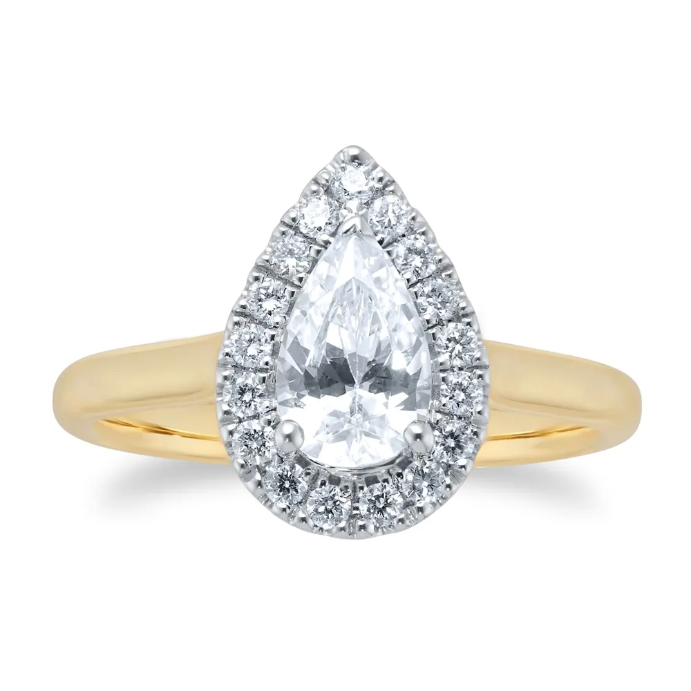 18ct Yellow & White Gold 1.00ct Pear Engagement Ring