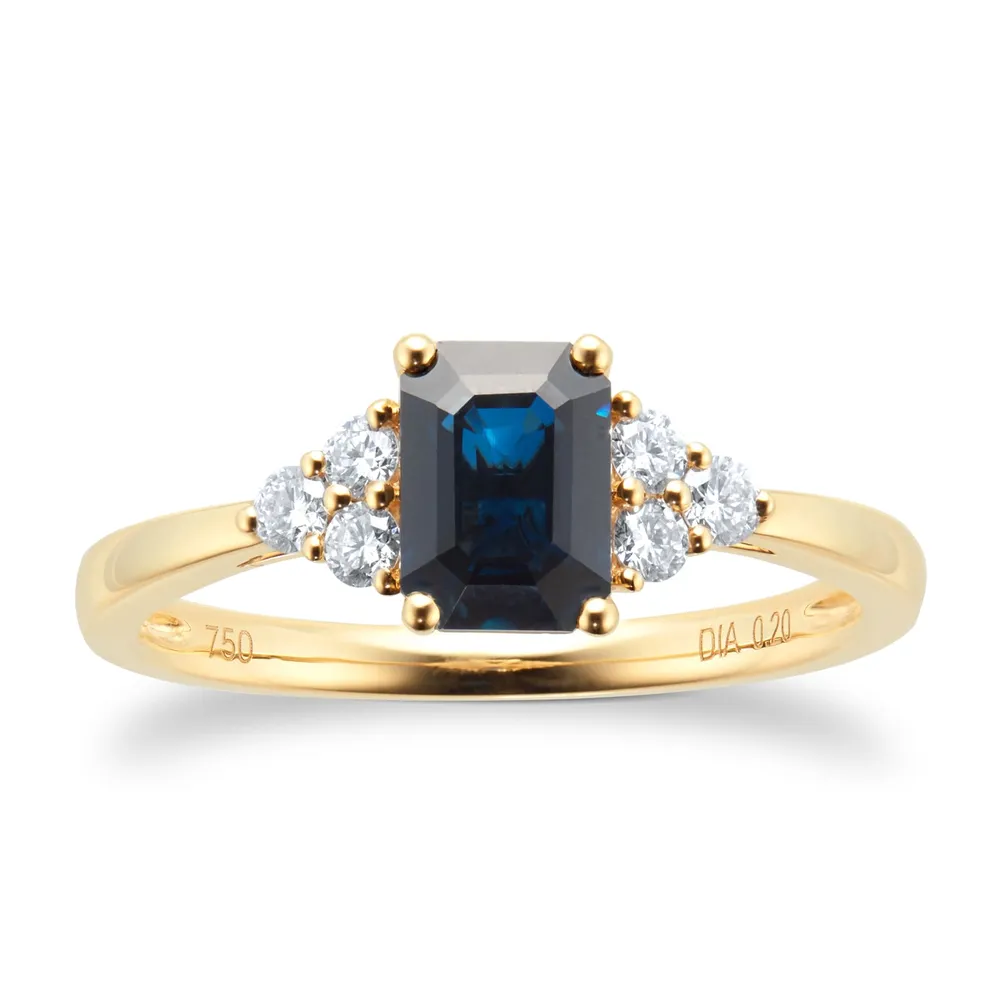 18ct Yellow Gold 0.20cttw Diamond & Sapphire Engagement Ring
