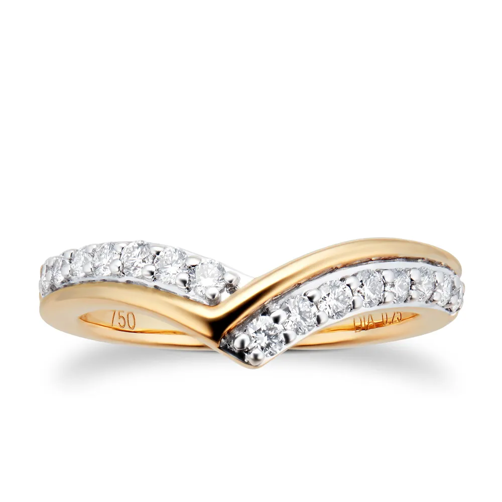 18ct Yellow Gold 0.25 Total Carat Weight Diamond Set Shaped Band