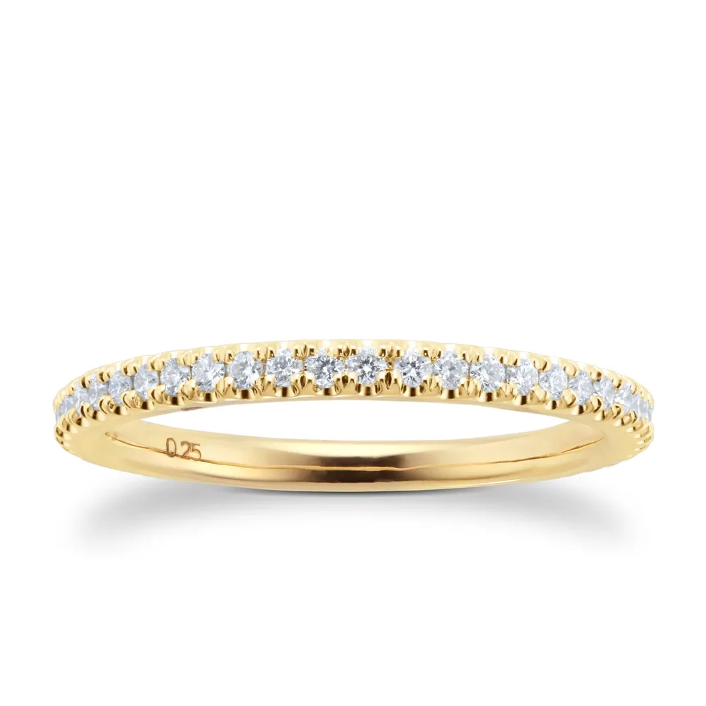 18ct Yellow Gold 0.25ct Diamond Claw Stacker Eternity Ring