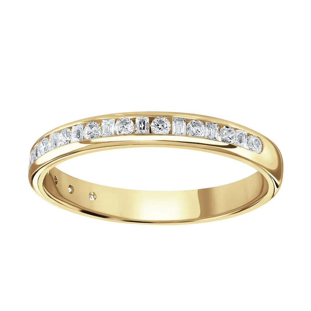 18ct Yellow Gold 0.25cttw Channel Set Dot Dash Diamond Half Eternity Ring
