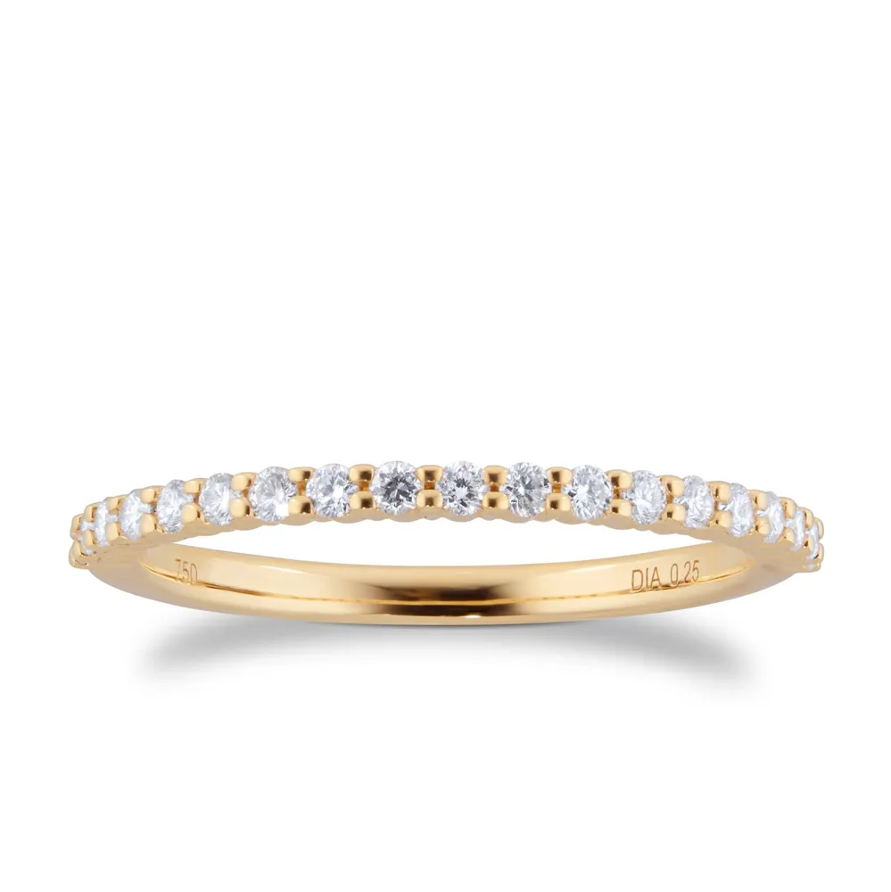 18ct Yellow Gold 0.25cttw Diamond Double Prong Eternity Ring - RingSize N