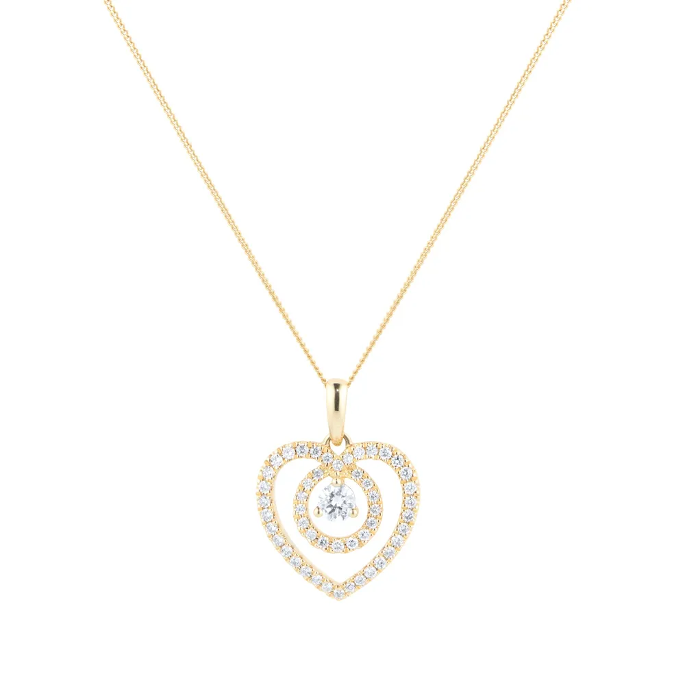18ct Yellow Gold 0.35ct Diamond Heart Pendant