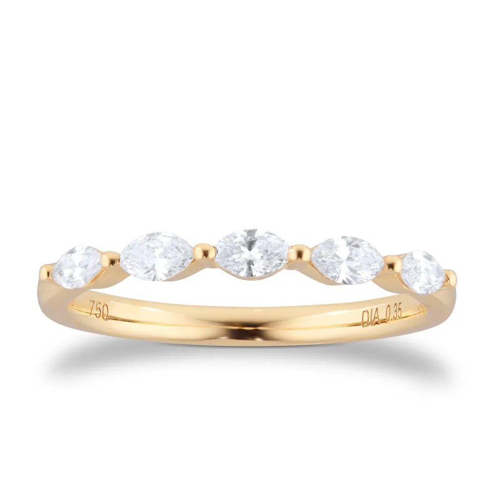 18ct Yellow Gold 0.35cttw Diamond Marquise Stacking Eternity Ring