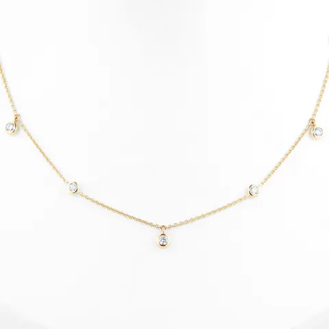 Goldsmiths 18ct Yellow Gold 0.40ct Bezel Diamond Necklace