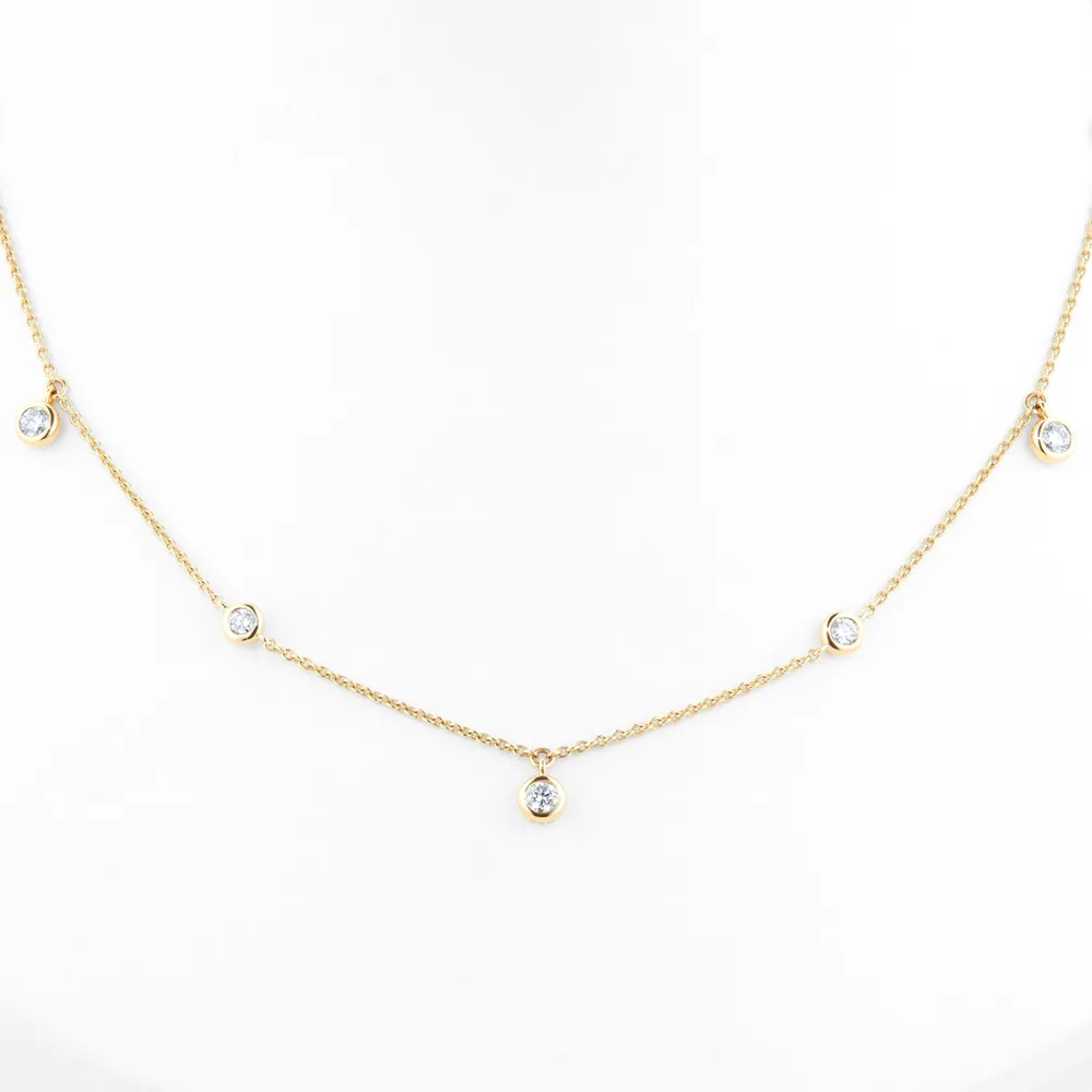 18ct Yellow Gold 0.40ct Bezel Diamond Necklace