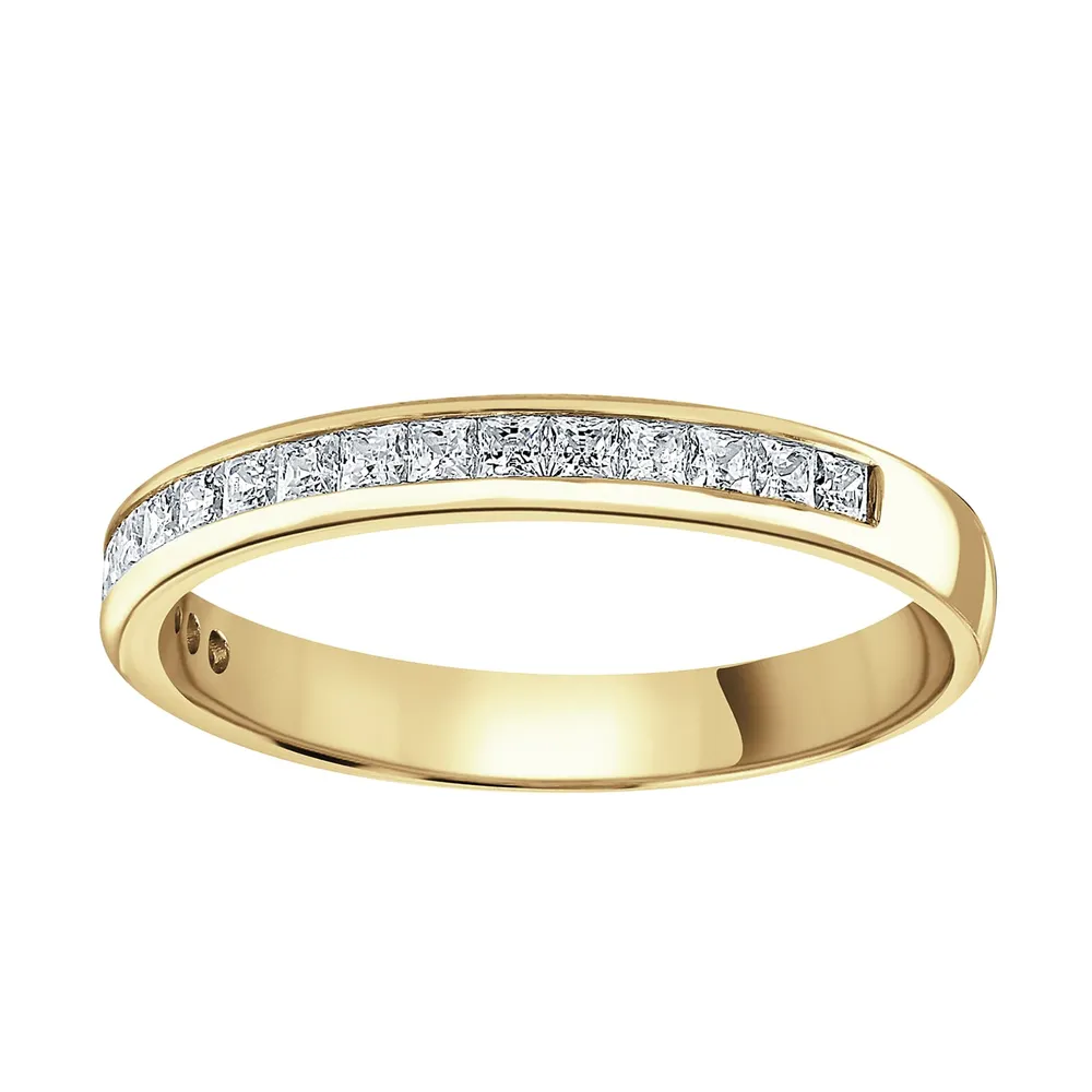 18ct Yellow Gold 0.40cttw Princess Cut Channel Set Diamond Half Eternity Ring
