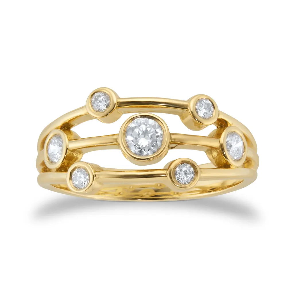 18ct Yellow Gold 0.44ct Diamond Multi Bezel Ring
