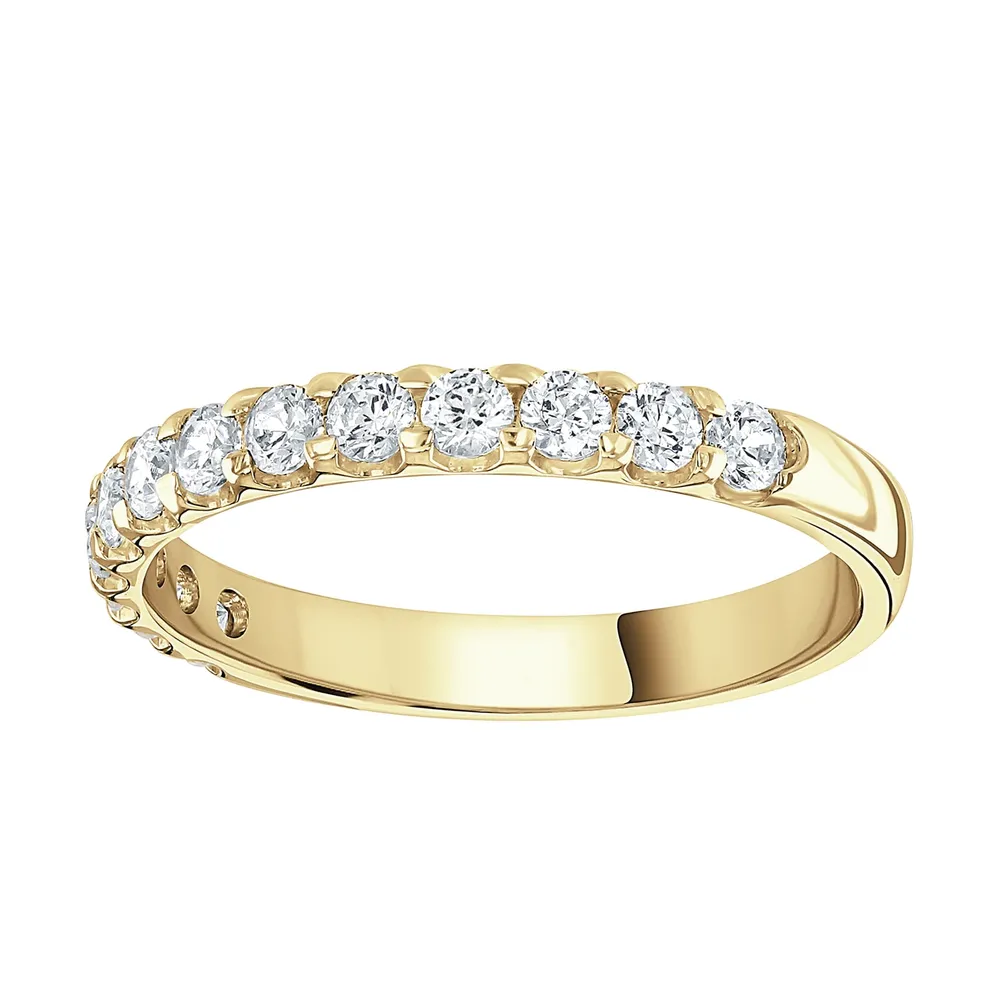 18ct Yellow Gold 0.50 Carat Round Brilliant Cut Claw Set Half Eternity Ring