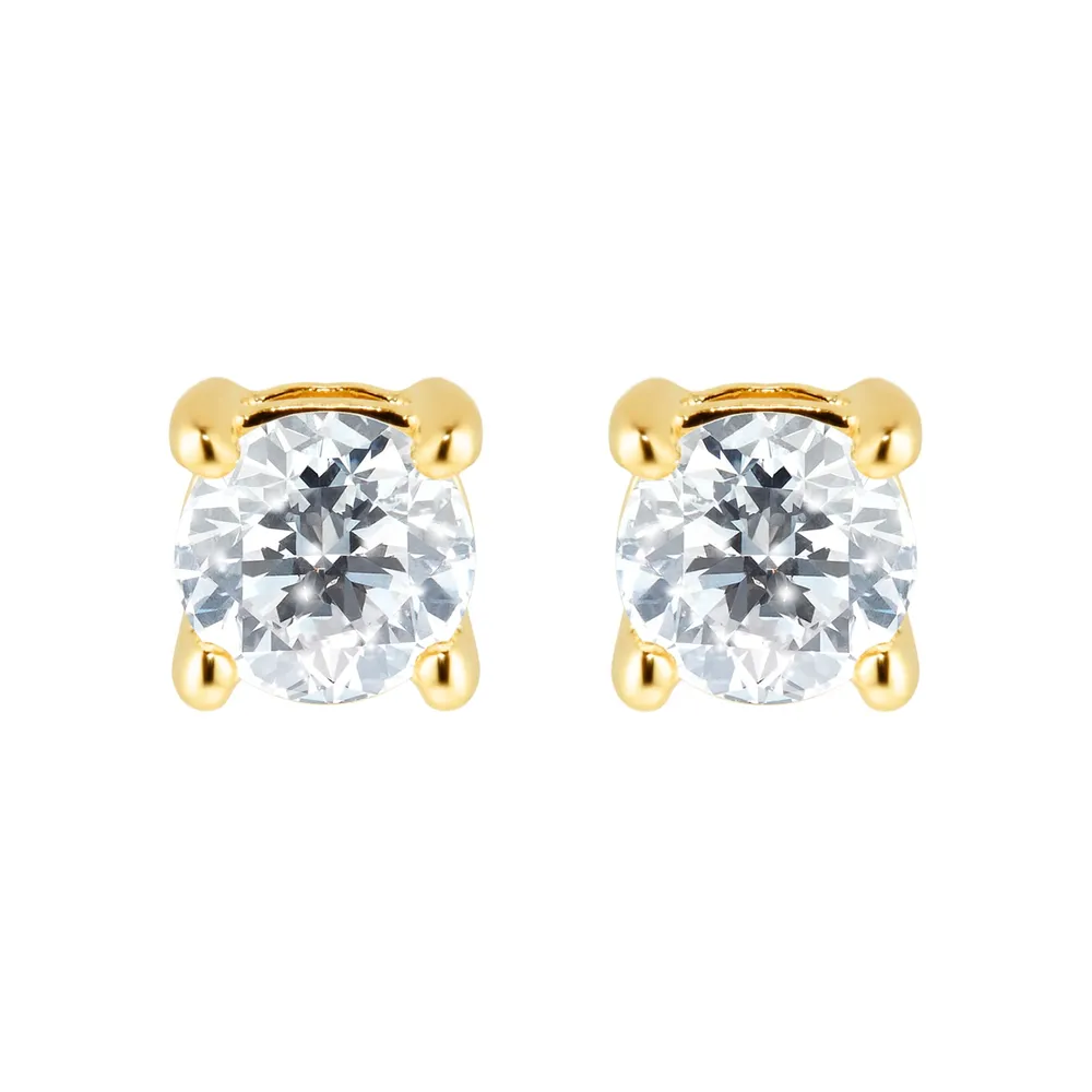 18ct Yellow Gold 0.50ct Diamond 4 Claw Stud Earrings
