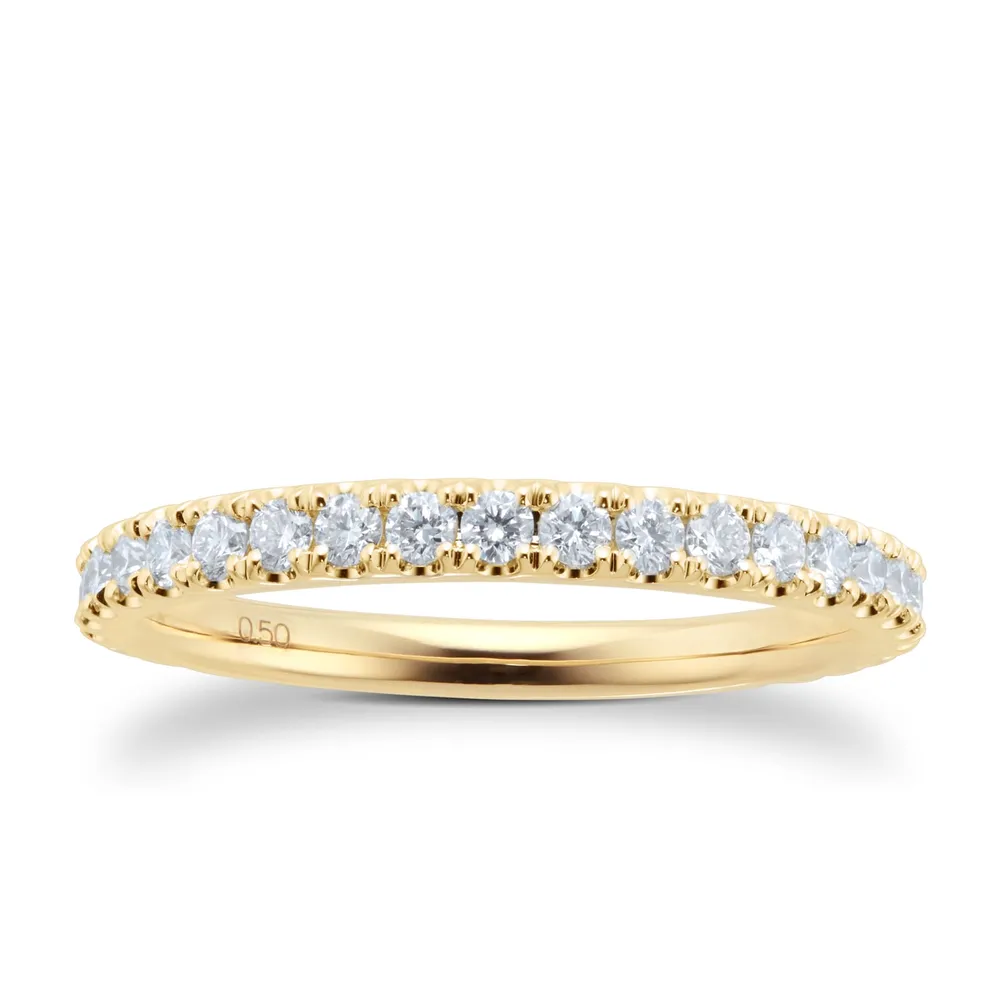 18ct Yellow Gold 0.50ct Diamond Claw Set Eternity Ring