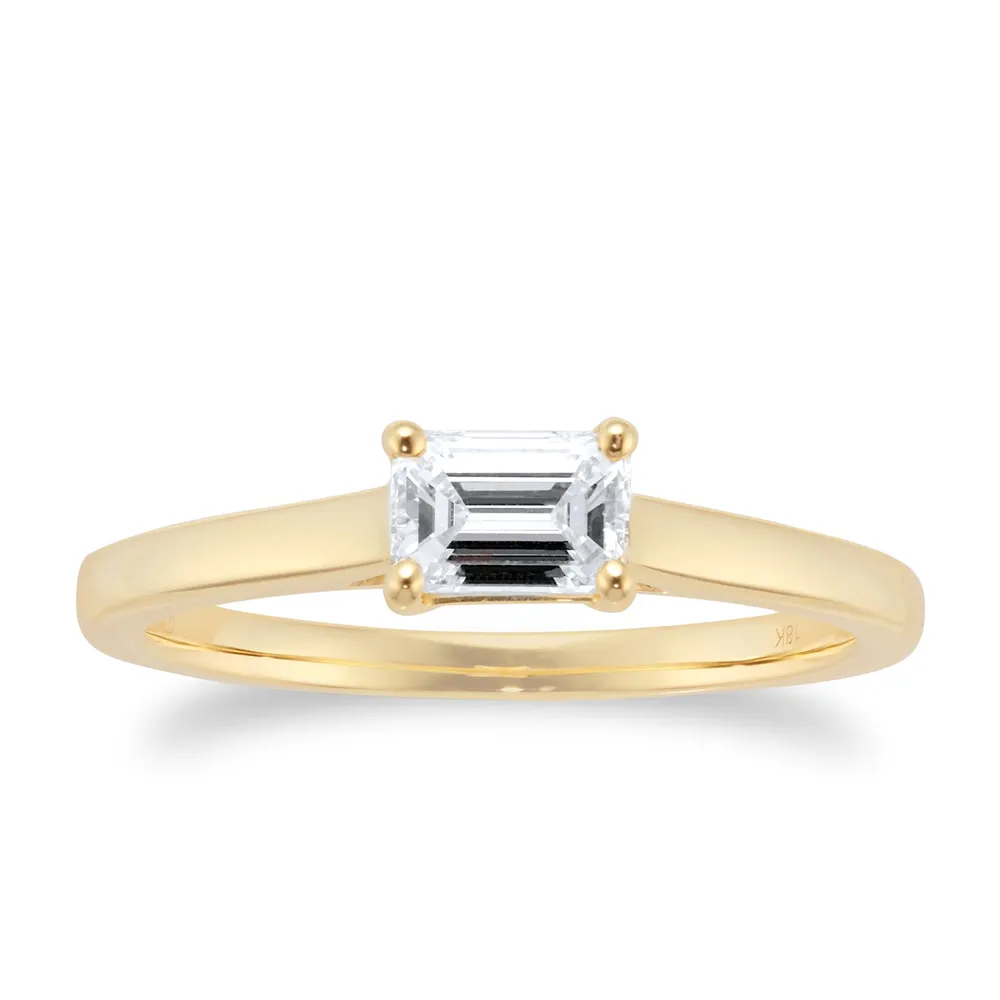18ct Yellow Gold 0.50ct Diamond Emerald Cut Ring