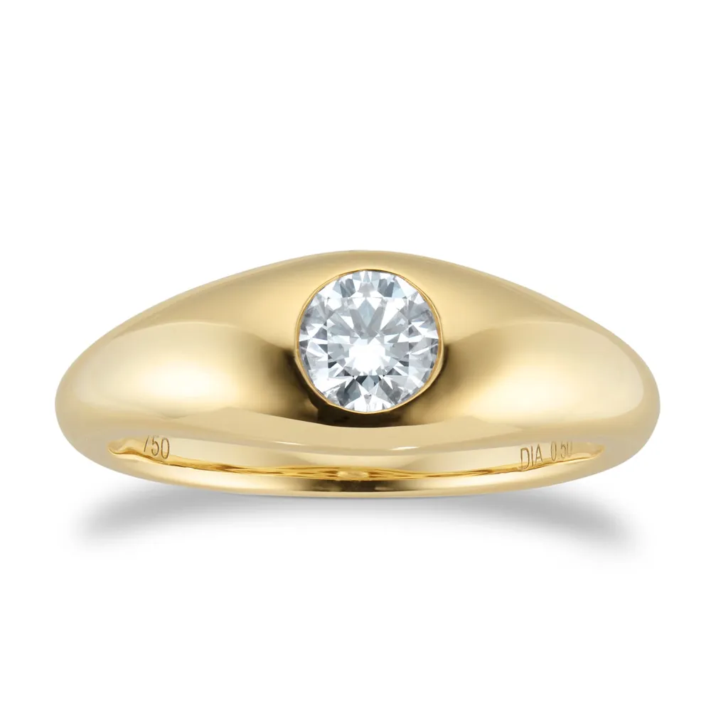 18ct Yellow Gold 0.50ct Diamond GIA Round Engagement Ring
