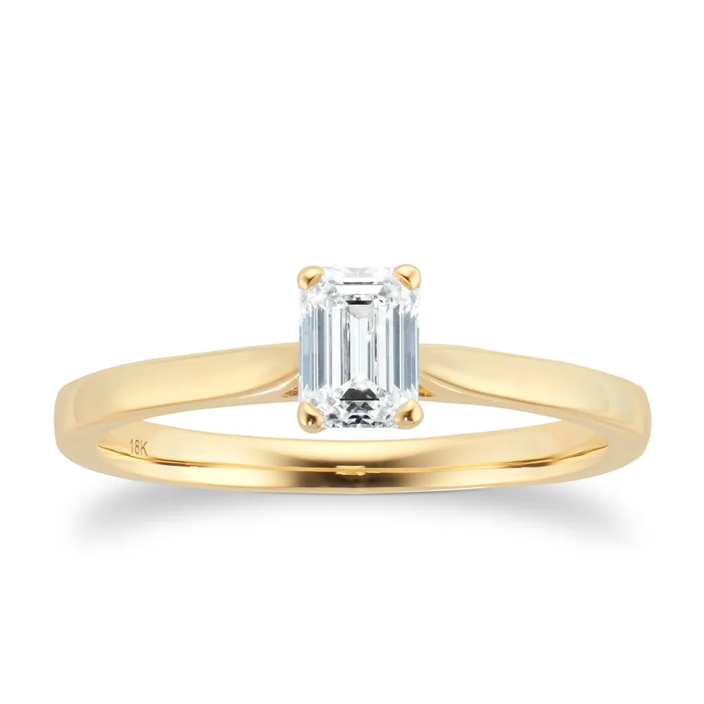 18ct Yellow Gold 0.50ct Emerald Cut Solitaire Engagement Ring