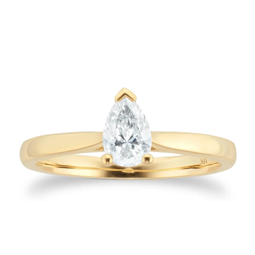18ct Yellow Gold 0.50ct Pear Cut Solitaire Engagement Ring