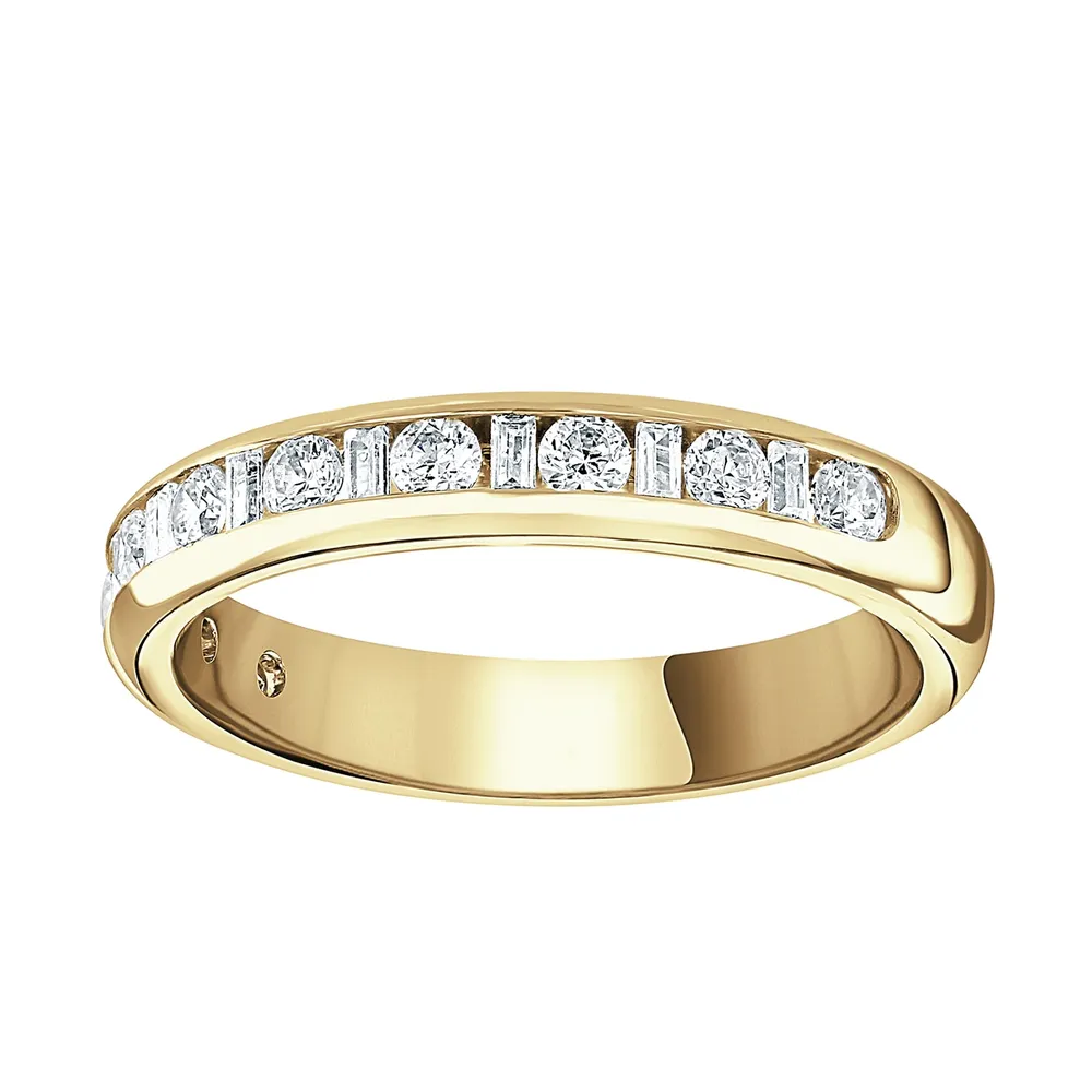 18ct Yellow Gold 0.50cttw Channel Set Dot Dash Diamond Half Eternity Ring