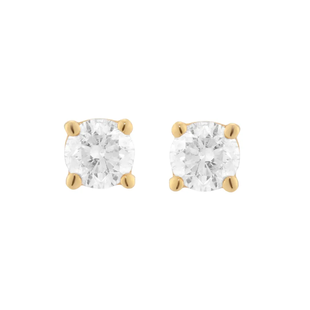 18ct Yellow Gold 0.50cttw Diamond 4 Claw Stud Earrings