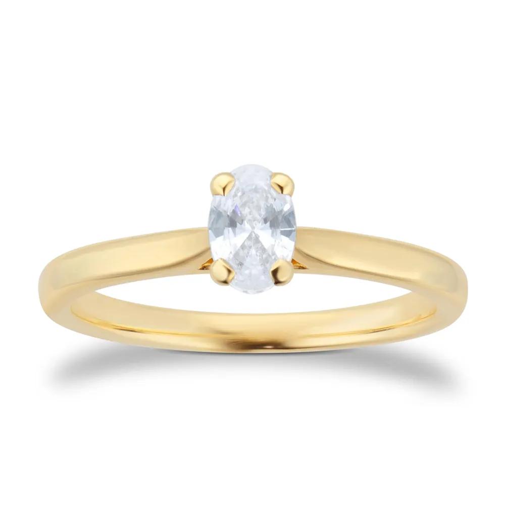 18ct Yellow Gold 0.50cttw Oval Cut Solitaire Engagement Ring